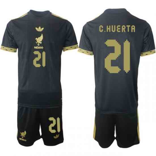 Men Mexico 2025 Soccer Jerseys BlackGold #21 C.HUERTA